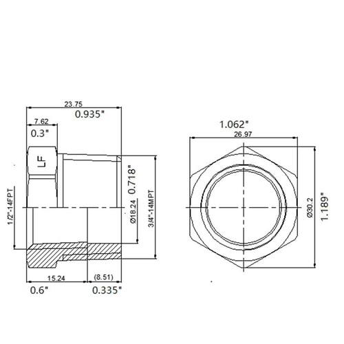 Brass Bushing 3/4 in. Male Threaded PSI-150