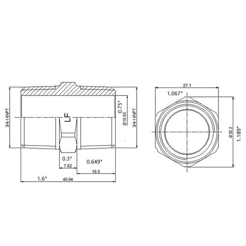 Brass Nipple 3/4 in. Male Threaded PSI-150