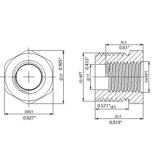 Brass Bushing Fitting 1/2 in. MIP x 1/4 in. FIP