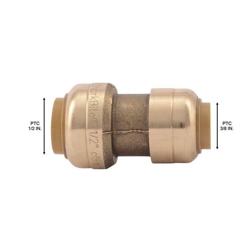 Brass Reducing Coupling Fitting 1/2 in. x 3/8 in. Push-to-Connect