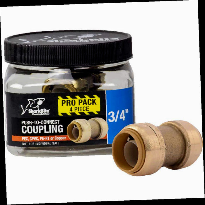 Brass Coupling Fitting 3/4 in. Push-to-Connect Pro Pack (4-Pack)