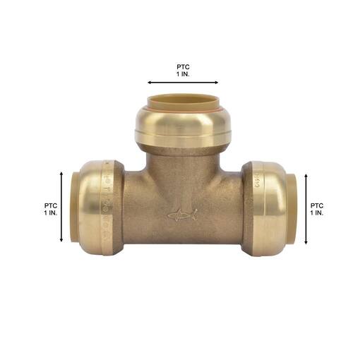 Brass Tee Fitting 1 in. Push-to-Connect