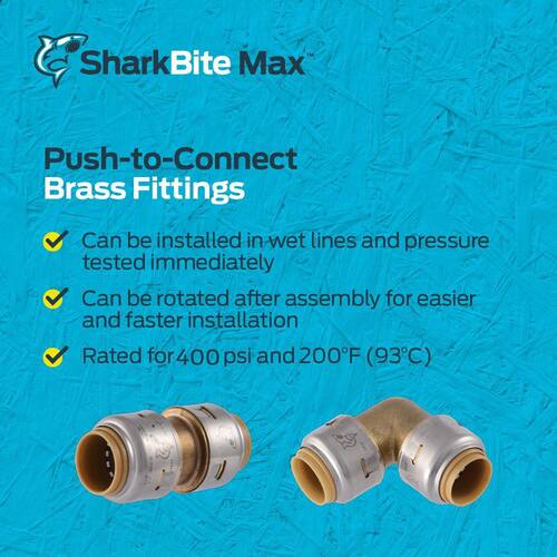 Brass Coupling 1/2 in. Push Fit PSI-400