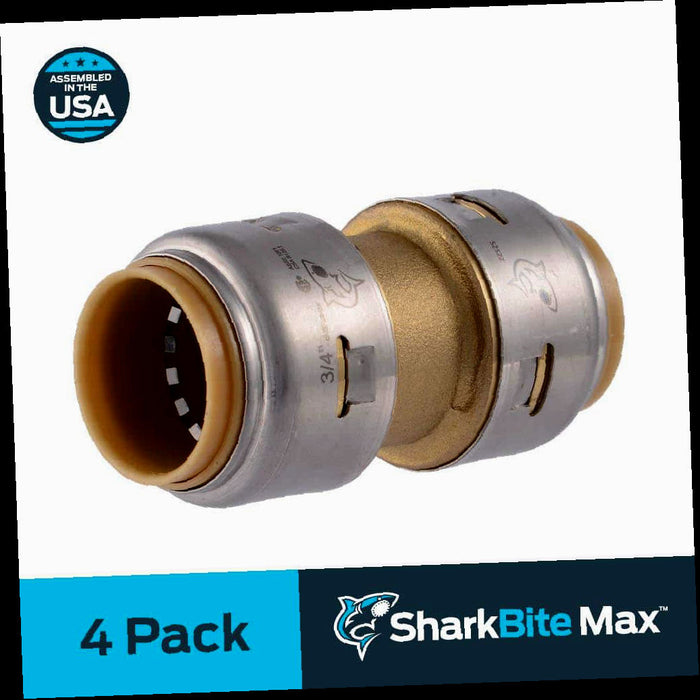 Brass Coupling Fitting Push-to-Connect Pro Pack 3/4 in. (4-Pack)