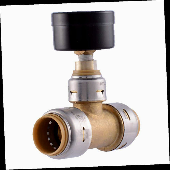Brass Tee 3/4 in. Push-to-Connect with Water Pressure Gauge