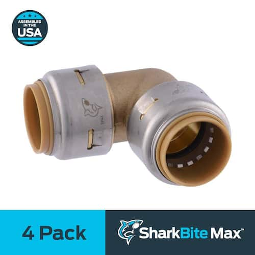 Brass 90-Degree Elbow Fitting 3/4 in. Push-to-Connect Pro Pack (4-Pack)