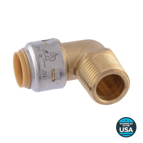 Brass 90-Degree Elbow Fitting 1/2 in. Push-to-Connect x MIP