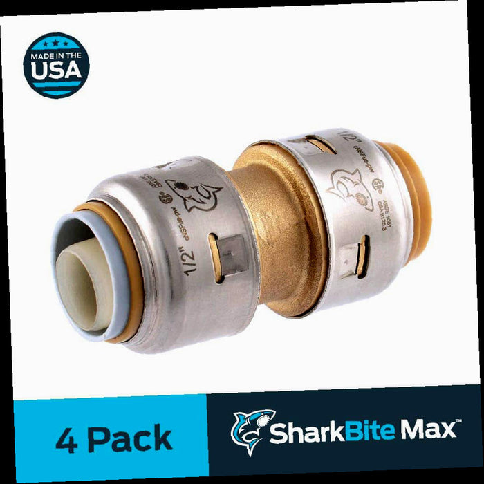 Brass Push-to-Connect Polybutylene Conversion Coupling Fitting 1/2 in. Pro Pack (4-Pack)