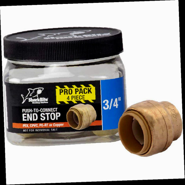 End Stop Fitting 3/4 in. Diameter Push-to-Connect Brass Pro Pack (4-Pack)