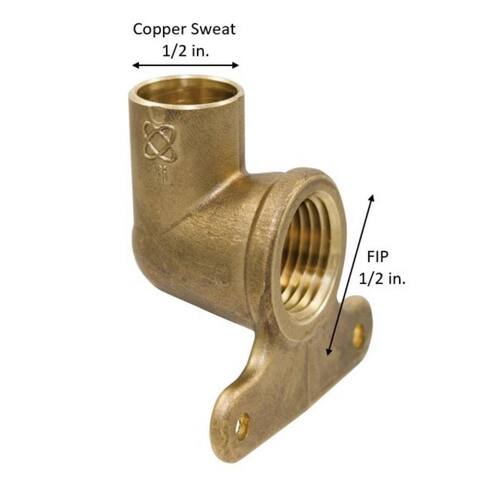 Drop Elbow Fitting 1/2 in. 90-Degree Cup x FIP Forged Bronze High-Set