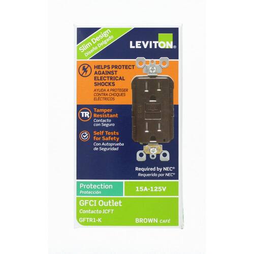 GFCI Outlet 15 Amp 125-Volt Duplex Tamper Resistant SmarTest Self-Test, Brown