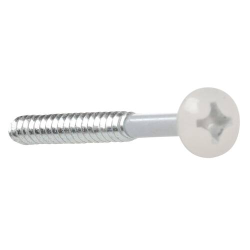 Zinc-Plated Phillips Drive Truss-Head Cabinet Screw with White Painted Head, #10 x 2-1/2 in., 25-Piece