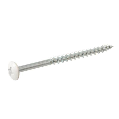 Zinc-Plated Phillips Drive Truss-Head Cabinet Screw with White Painted Head, #10 x 2-1/2 in., 25-Piece