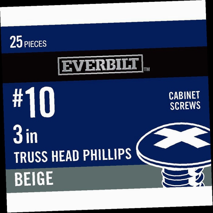 Screw #10 x x 3 in. Zinc-Plated Truss-Head Phillips Drive Cabinet Screw (25-Pieces) Head