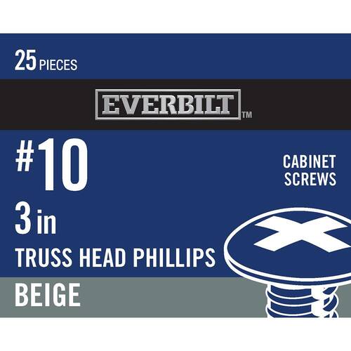 Cabinet Screw #10 x 3 in. Zinc-Plated Truss-Head Phillips Drive 25-Pieces