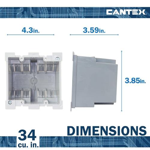 Electrical Switch and Outlet Box 34 cu. in. Gray Old Work Residential 2-Gang Heavy Wall with EZ Mount Clamps EZ Box