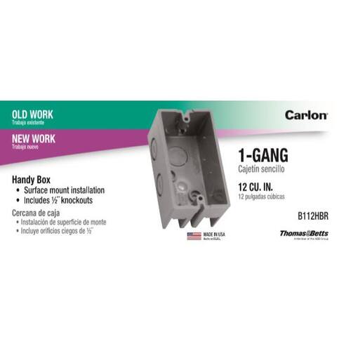 Handy Box 1-Gang Gray PVC New/Old Work 12 cu. in.