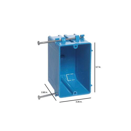 Electrical Switch and Outlet Box 18 cu. in. Blue PVC New Work 1-Gang