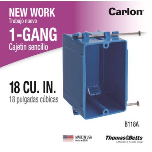 Electrical Switch and Outlet Box 18 cu. in. Blue PVC New Work 1-Gang