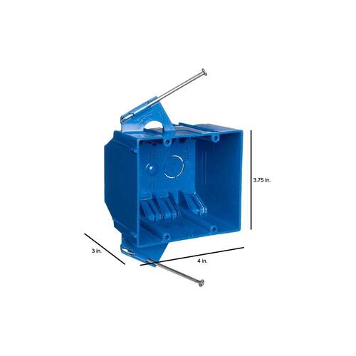 Electrical Switch and Outlet Box 2-Gang Blue PVC New Work 32 cu. in.