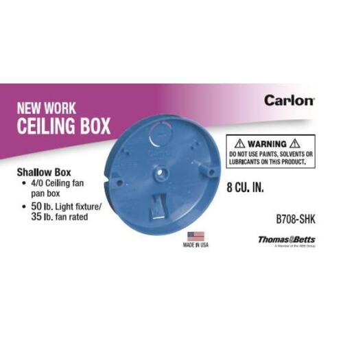 Electrical Ceiling Box PVC Shallow New Work 8 cu. in.