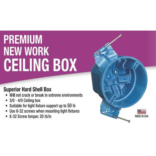 Ceiling Electrical Box 4 in. Hard Shell PVC New Work 25 cu. in.