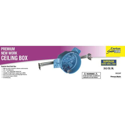 Electrical Ceiling Box 4 in. Hard Shell PVC New Work with Adjustable Hanger Bar, Ground Lug 24.5 cu. in.