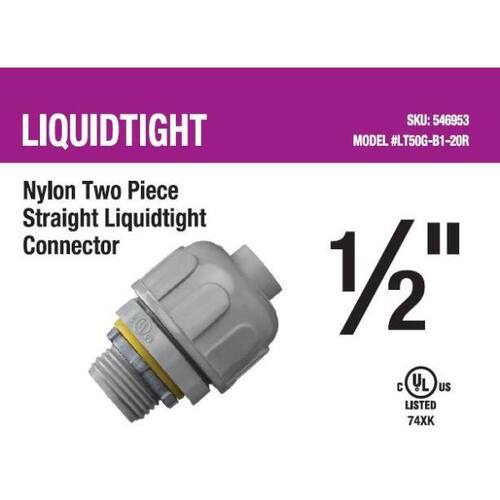 Straight Liquid Tight Connector 1/2 in. 2-Piece Male