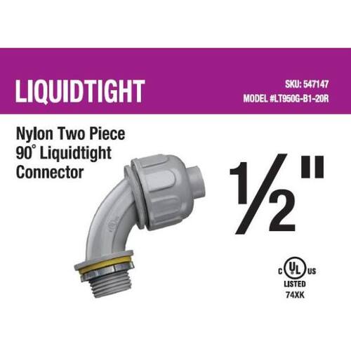 Liquid Tight Connector 1/2 in. 90-Degree 2-Piece Male