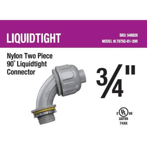 Liquid Tight Connector 3/4 in. 2-Piece 90-Degree