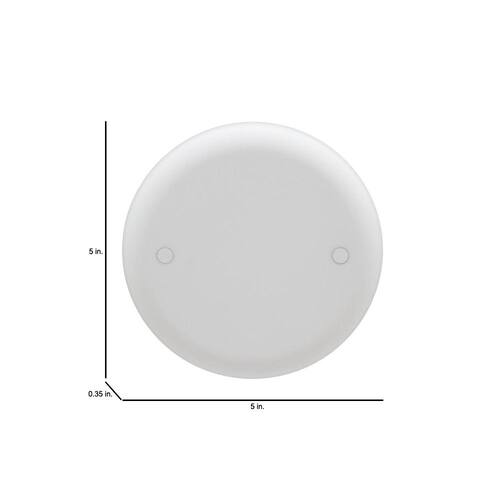 Ceiling Box Cover White Non-Metallic Round Blank 4 in.