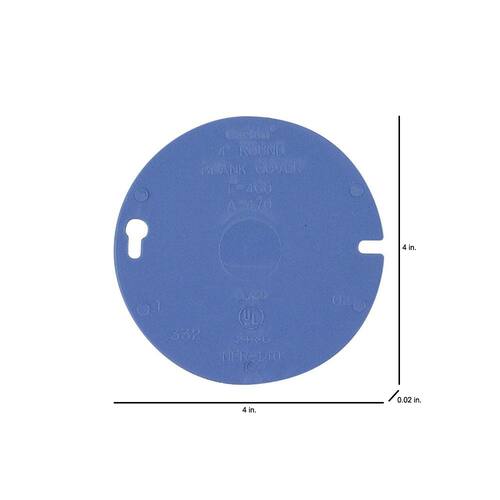 Electrical Box Cover Round Blank Blue PVC 4 in.