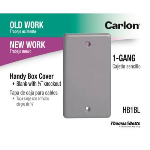 Handy Box Cover 1-Gang Blank (Gray)