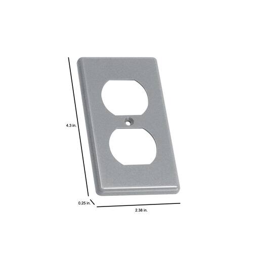 Handy Box Duplex Receptacle Cover Non-Metallic Gray 1 Gang