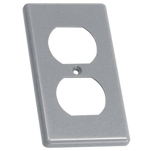 Handy Box Duplex Receptacle Cover Non-Metallic Gray 1 Gang