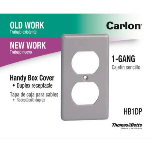 Handy Box Duplex Receptacle Cover Non-Metallic Gray 1 Gang