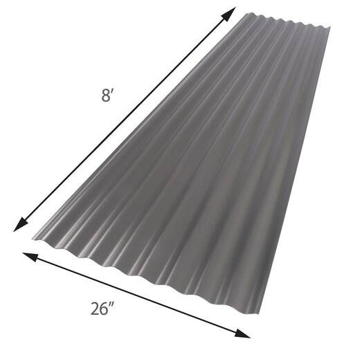 Roof Panel, Corrugated Foam, Polycarbonate, Castle Gray, 26 in. x 8 ft.