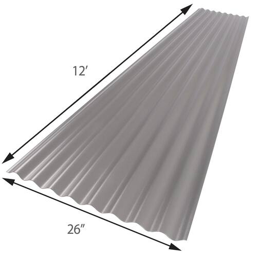 Roof Panel, Corrugated Foam, Polycarbonate, Castle Gray, 26 in. x 12 ft.