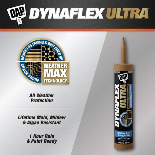 Exterior Sealant, Dynaflex Ultra, Advanced, Cedar Tan, Window, Door, and Siding, 10.1 oz.