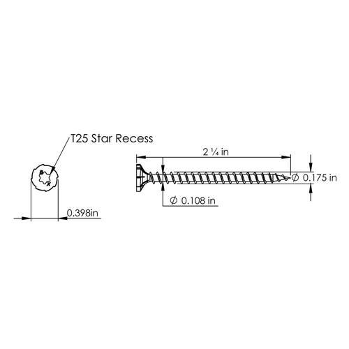 Star Drive Serrated Head Cement Board Screws, #9 x 2-1/4 in., 100-Pack