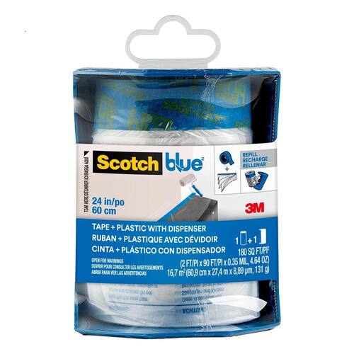 Painter's Plastic Sheeting 24 In. x 30 Yds. Pre-Taped with Dispenser (1 Roll) 1