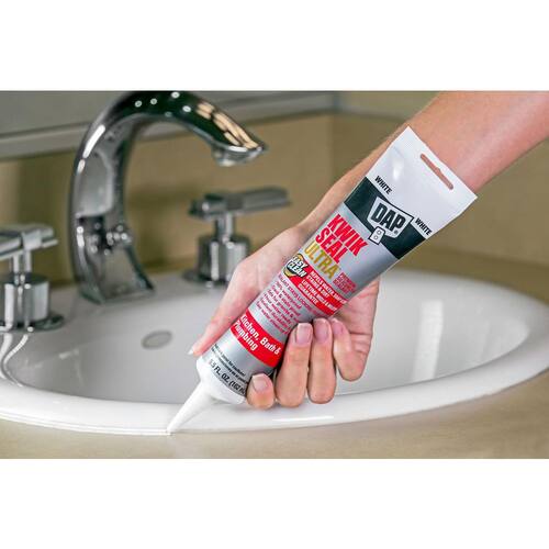 Siliconized Caulk, Kwik Seal Ultra, Clear, Advanced, Kitchen and Bath, 5.5 oz.