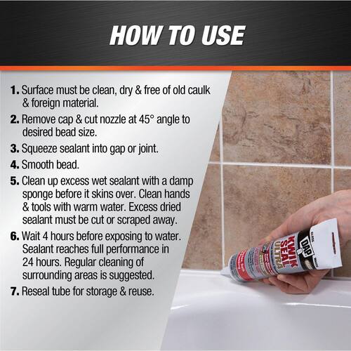 Siliconized Caulk, Kwik Seal Ultra, Clear, Advanced, Kitchen and Bath, 5.5 oz.