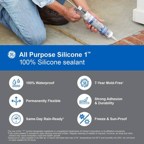 Silicone 1 Caulk, All Purpose, Window and Door Sealant, Clear, 10.1 oz.