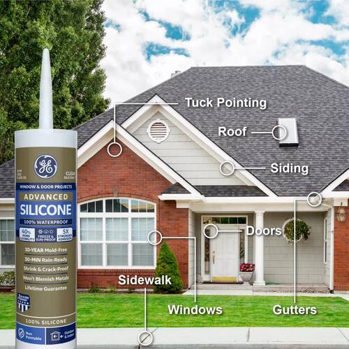 Silicone 2 Caulk, Advanced, Window and Door Sealant, Clear, 10.1 oz.