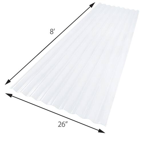 Roof Panel, Corrugated PVC, Clear, 26 in. x 8 ft.