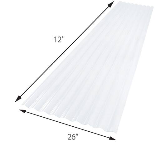 Roof Panel, Corrugated PVC, Clear, 26 in. x 12 ft.