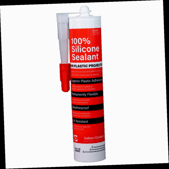 Silicone Caulk, 100%, Clear, for Plastic Sheets, 10.1 oz.