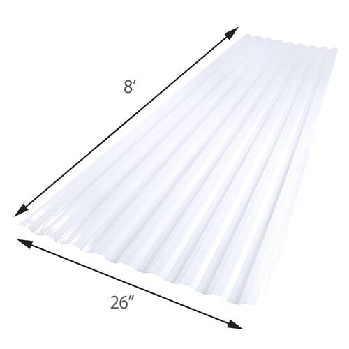 Roof Panel, Corrugated Polycarbonate, Clear, 26 in. x 8 ft.