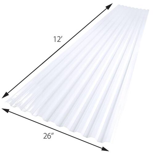 Roof Panel, Corrugated Polycarbonate, Clear, 26 in. x 12 ft.